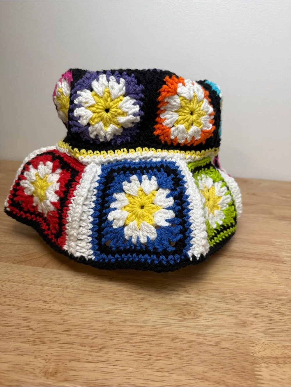 Handmade Crochet Floral Bucket Hat - Multicolor